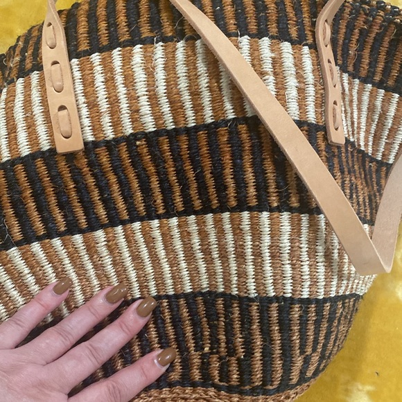 Striped Brown and Tan Tote Bag - Picture 13 of 13
